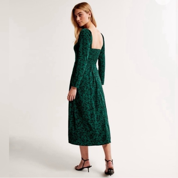 Abercrombie & Fitch Dark Green Long Sleeve Dress - Picture 2 of 5